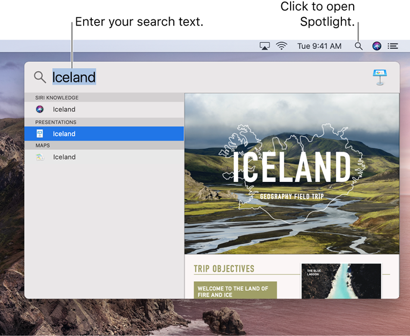 Công cụ Spotlight trên MacBook Pro để hỗ trợ tìm kiếm