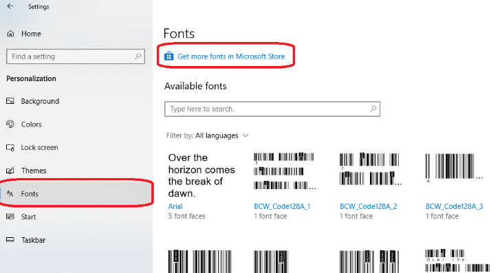 Cách cài đặt font chữ trên Windows 10 thông qua Mirosoft store